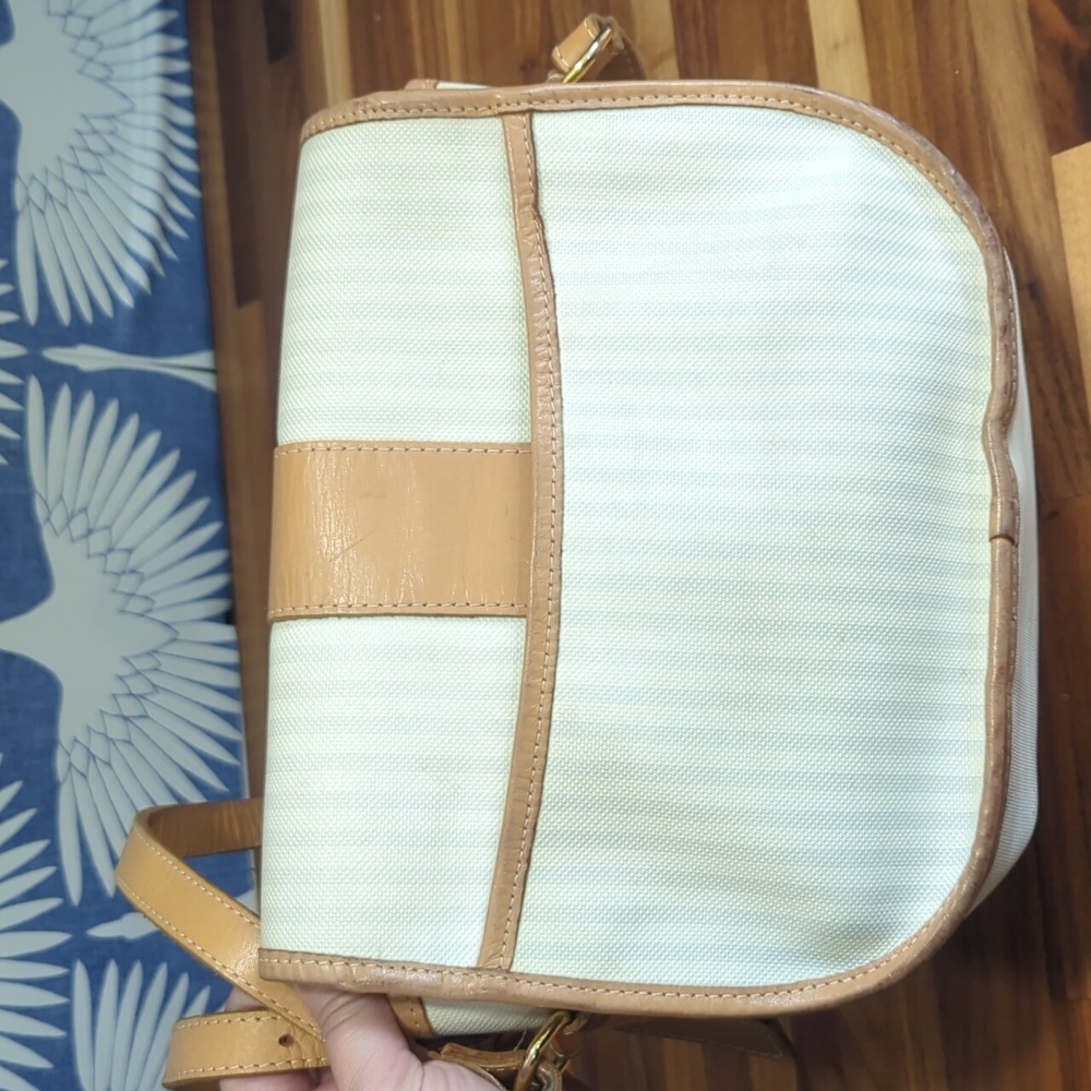 Vintage Fendi crossbody cream and grey striped purse with tan leather ac… - Picture 12 of 17